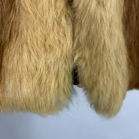 1970s Vintage Women's Size Small Chestnut Hooded Zip Up Real Fur Jacket Coat - Picture 15 of 16